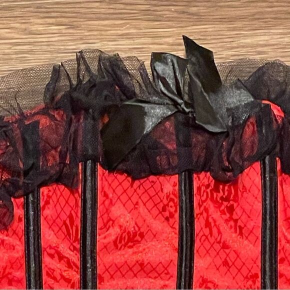 NWT Seven ‘Til Midnight Corset With Boning Red With Black Lace Detail Size Small - Picture 4 of 12